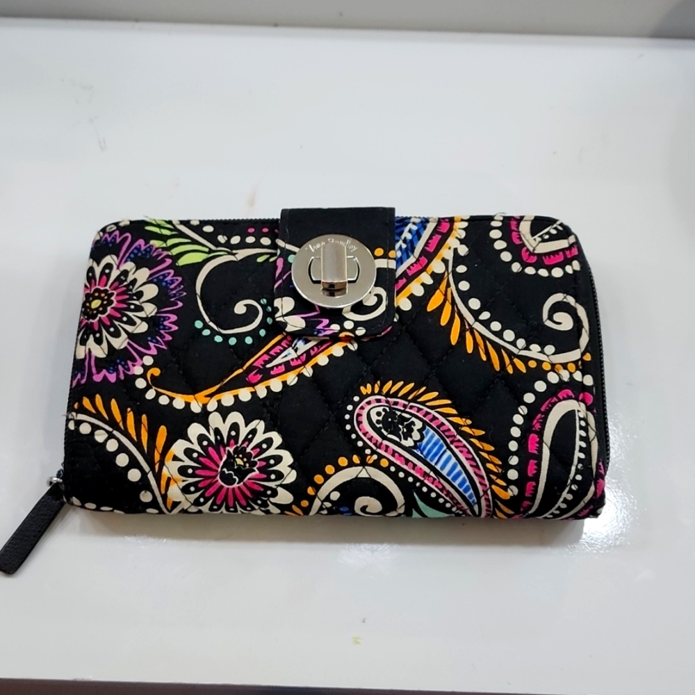 Vera Bradley Bandana Swirl Turnlock Zip-Around Wallet